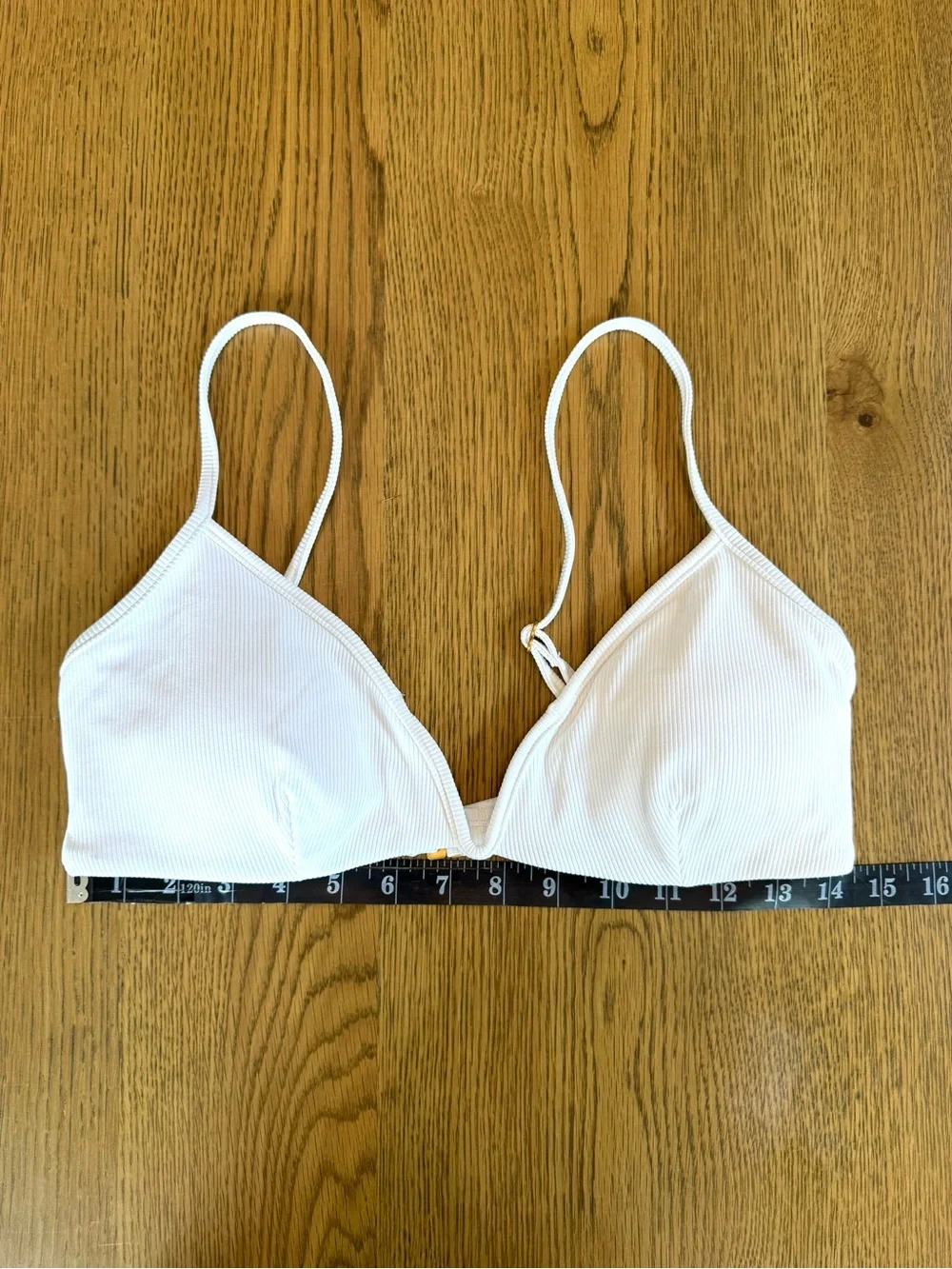L*Space Helena Bikini Top White V-Plunge Wireless Bra XL NWT